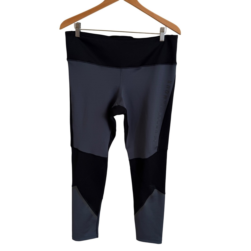 Under Armour ColdGear Compression Leggings Womens XL Black Grey Colorblock Tight